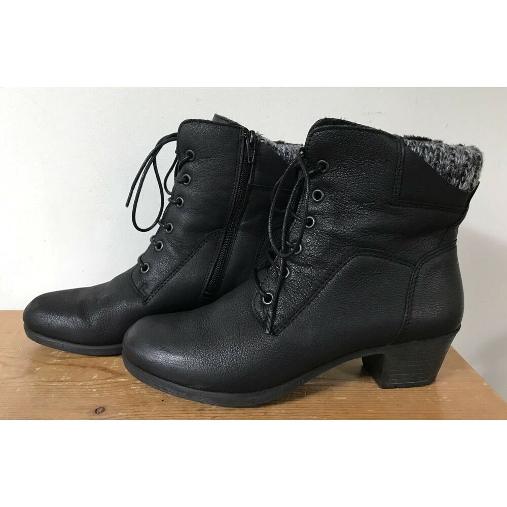 Raffini Paddie Black Fur Lined Leather Heeled Winter Snow Rain Boots 39 8.5